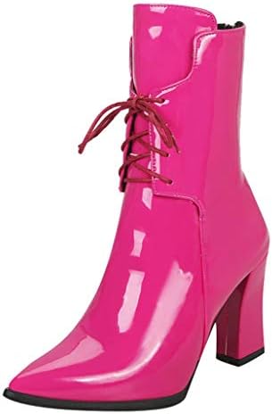 Quran Ladies Boot Women Mid-Calf Boot Combat Ankle Combat Boots with Studded Low Block Shoes Square Heel Casual Elegant Vintage High Heel Short Boots Short Plush Loafers Moccasins