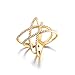 SHINCO Bella Lotus Double Cross CZ Paved 18k Yellow Gold Plated Party Rings, Size 7