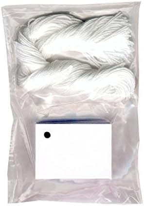 100 Blank WHITE Hang Tags 1"x1-1/2" &amp; 100 Cut Strings for Crafts &amp; Gifts. Personalize &amp; Price your merchandise.