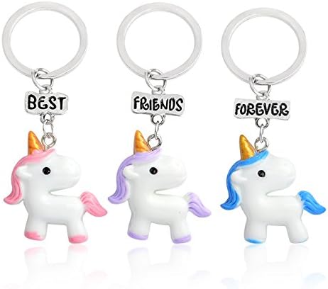 QIHOO Rainbow Unicorn Best Friend Keychain Valentine's Day gift Cute Unicorn Gift for Friends (3 pieces)