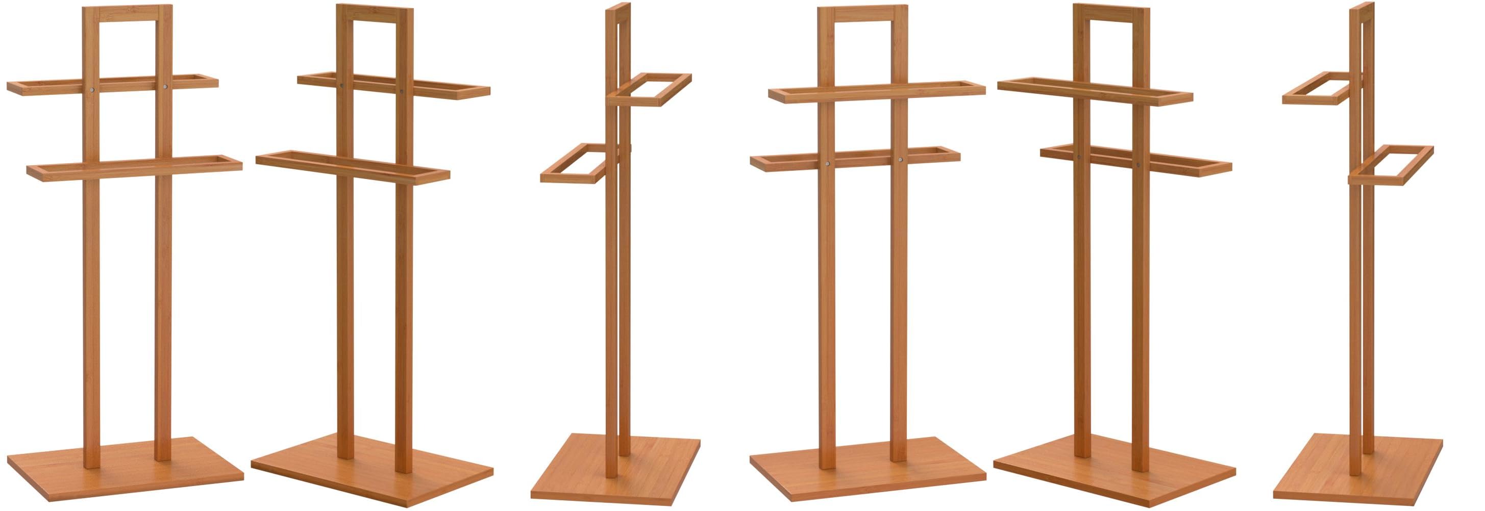 Relaxdays 10013083 Toallero de pie, bambú, 2 Barras, Cuarto ...