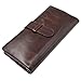 Mens Genuine Leather long bifold wallet Vintage style Money Purse