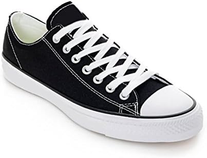Goldwater Men's Casual Lace-up White Stitch Canvas Low Top Sneakers Skate Shoes (12, Black &amp; White)
