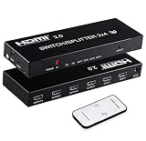 2 x 4 HDMI Switch, ZAMO 2 in 4 Out HDMI Switcher Splitter with Amplifier SPDIF Audio 3.5mm, 4 Out 2 in HDMI 2.0 Switch Splitter with Audio Extractor Support HD 4Kx2K, 3D, 1080P