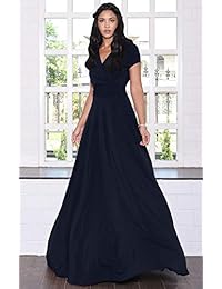 KOH KOH vestido largo con vuelo, manga corta, de fiesta, cóctel, dama de honor, para dama.