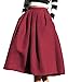 FACE N FACE Women's High Waisted A line Street Skirt Skater Pleated Full Midi Skirt Small Wine Red