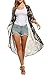 Gumod Women's Chiffon Cardigan 3 4 Sleeves Kimono Beach Bikini High Low Long Floral Cover Up