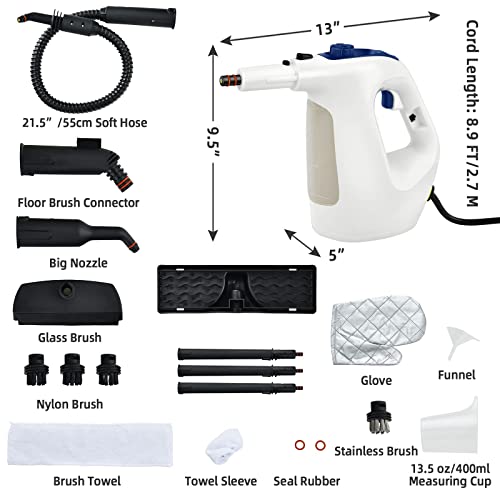 Goplus Multipurpose Handheld Steam Cleaner, Pressurized Steam Cleaner w/17 Pieces Accessory Set