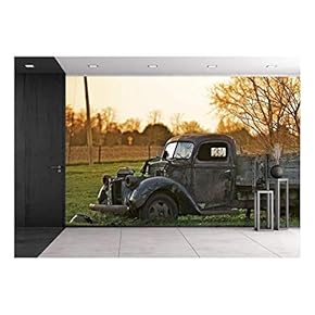 Abandoned Old Rustic Truck - Canvas Art Wall Mural Decor - 66"x96"