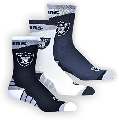 NFL Officially Licensed Team Apparel 3-Pack Crew Socks Unisex (Oakland Raiders)