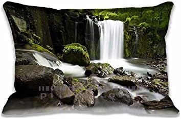 Custom Design Beautiful Waterfall Scenery Pillow Cases Zippered , Standard Queen Size Nature Pillowcase - 20X30inch Waterfalls Cushion Covers Two Size Print