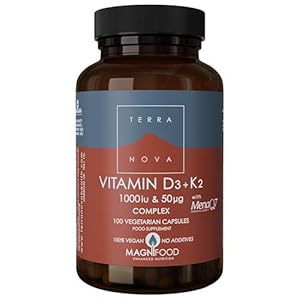 Terranova Vitamin D3 + K2 Complex – 1000iu & 50mcg – 100 Vegicaps