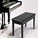 Yaheetech Wooden Duet Piano Bench Stool with Padded Cushion and Book Storage Black