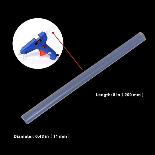 Hot Glue Sticks,Full Size,8" Long x .43" Diameter,30 Counts,Clear,for Large Hot Glue Guns