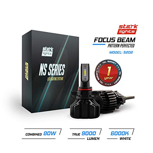 Stark N2S Series [Upgraded] 80W Fog Light Conversion Kit - 9000LM - 6000K Crystal White - Bulb Size: 5202