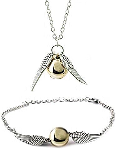 Harry Golden Snitch Set Necklace/Bracelet with Silver Wings Code HP-401-QUIDDITCH-SET-SIL