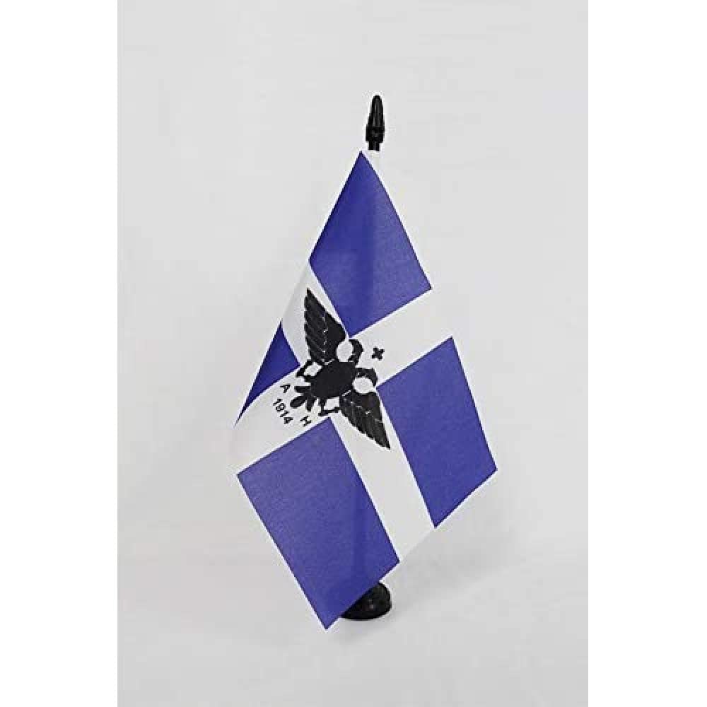 AZ FLAG Greeks in Albania Table Flag 5'' x 8'' - Northern Epirotes Office Decoration 100% Polyester 21 x 14 cm - Mini Desk Flag with Pole and Black Plastic Base