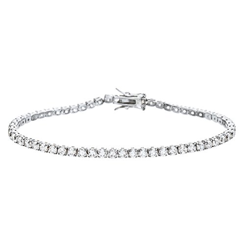 Women's Sterling Silver Silver of Gold 4 Prong Round Tennis Bracelet (Silver)