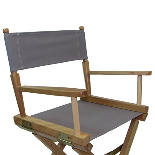 PERSONALIZED EMBROIDERED Gold Medal Contemporary 18" Table Height Natural Frame Directors Chair - Grey