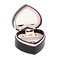 ChenyanAwesom Jewelry Box Mini Heart Shape Jewelry Box Display Organizer Holder with Mirror PU Leather Travel Case Suitable for All Women Women