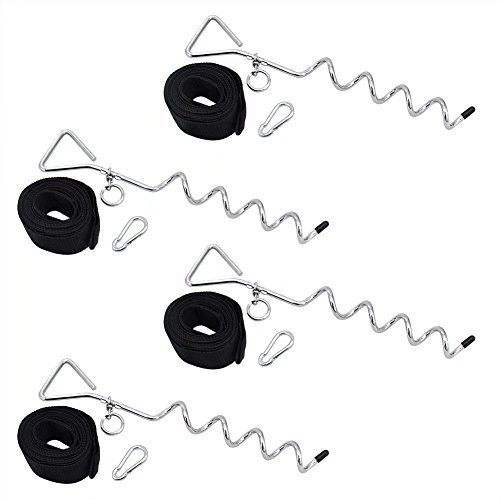 BeGrit Heavy Duty Trampoline Anchors Kit Tie Downs with Ground Stakes Carabiners - Set of 4 - Thumbnail 3