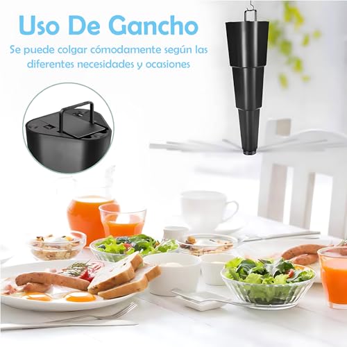 2 piezas Ventilador para Moscas de Mesa Portátil,Espanta Moscas para Mesa de Comedor Retráctil,Ahuyentador de Moscas con Gancho y Hoja de seguridad,paraRestaurantes, Hogar, Picnics (Negro, 2 paquetes)