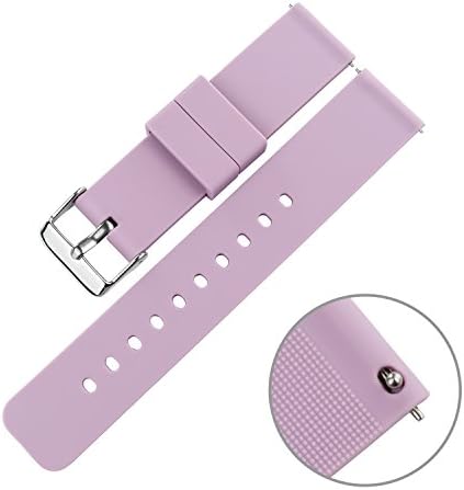 TON CHARME Quick Release Silicone Strap Straight End Watch Band with Stainless Steel Buckle 18/20/22mm (22mm, Light Purple)