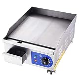 Yescom 1500W 14" Electric Countertop Griddle Stainless steel Adjustable Temp Control Commercial Restaurant Grill
