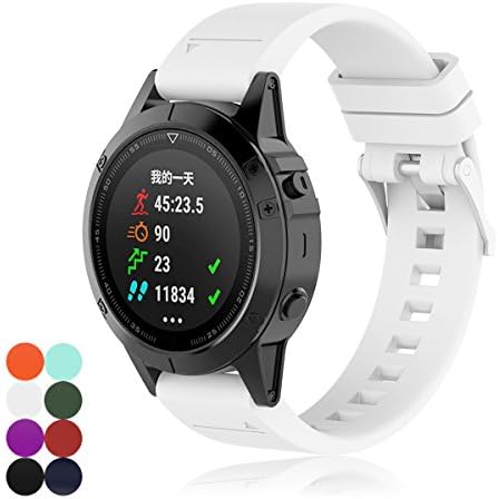 YEFOD Garmin Fenix 5 Multisport GPS Watch Replacement Strap, Flexible Silicone 22mm Replacemant Accessories Bracelet with Metal Buckle Wrist Watch Band Strap for Garmin Fenix 5/Garmin Forerunner 935/Approach S60/Quatix 5/Quatix 5 Sapphire