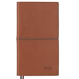 2020 Planner/Pocket Calendar: 14 Months (Nov 2019 - Dec 2020) Weekly, Monthly Calendars, Leather Material, Elastic Closure, Decorative Stitching, Page Finder Ribbons and Notes Pages (Brown/Black)