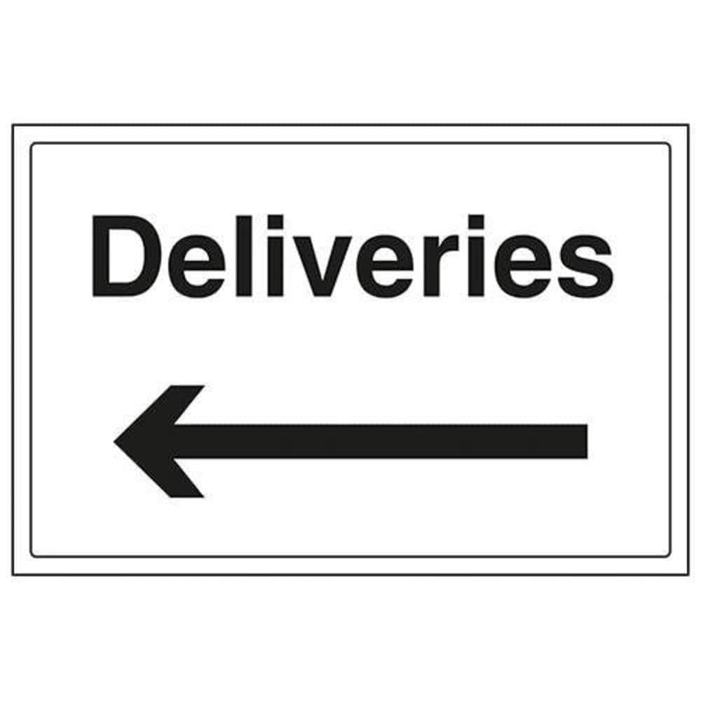 V Safety Deliveries With Arrow Left Sign - 300mm x 200mm - 1mm Rigid Plastic — image 1