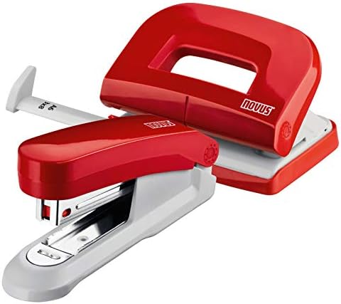 NOVUS Office Desk Accessory Set: (NOVUS Twinset E - 15 / E 210 L and Stapler Red