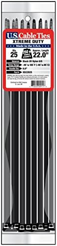 US Cable Ties XD22B25 22-Inch Xtreme Duty Cable Ties, UV Black, 25-Pack