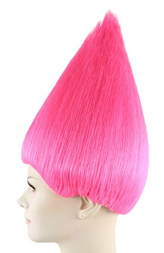Trolls Hair Wigs w/ Wig Cap Cosplay Costume Party Halloween Colorful Pink Hairpiece for Men,Women - Image 2