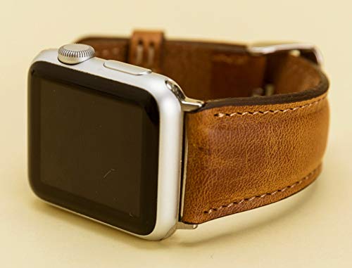 VENOULT Compatible Apple Watch Cuff Bands for iWatch Series 8, Man or Women  45mm , 44mm, 41mm, 40mm, Series 8-1 Dark Brown Genuine  Leather  Bull Strap, HANDMADE