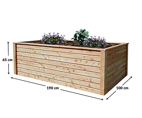 Koll Living Hochbeet aus Lärche, 190x100x65 cm, aus nachhaltiger europäischer Forstwirtschaft - nutzbar als Pflanzkasten, Kräuterbeet oder Anzuchtbeet - Lieferung inkl. Kleineisen und Pflanzfolie Grau – Bild 7