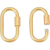 PH PandaHall 2pcs 18K Gold Over 925 Sterling Silver Screw Lock Clasps 15x8.5mm Necklace Shorteners Oval Necklace Enhancer Clasps Jewellery Connectors for Keychains Necklaces Making