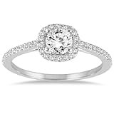 3/4 Carat Diamond Halo Engagement Ring in 14K White Gold