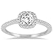 AGS Certified 3/4 Carat TW Diamond Halo Engagement Ring in 14K White Gold (K-L Color, I2-I3 Clarity)