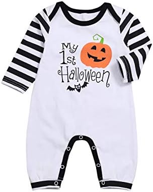 Halloween Newborn Baby Boys Girls Outfits My 1st Halloween Pumpkin Romper Stripe Long Sleeve Jumpsuit Clothes