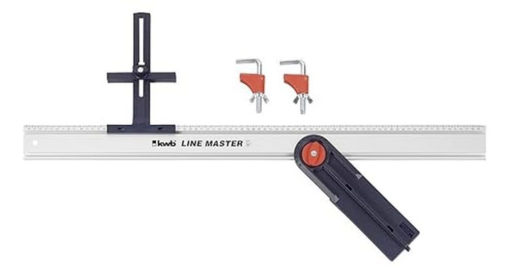 KWB LINE-MASTER PRECISION RULER 800mm - ADVANTAGE SET WITH GUIDE RAIL, SAW GUIDE, ANGLE STOP, AND 2 CLAMPING CLAMPS FOR WOODWORKING, CRAFTS, AND METALWORK — image 1