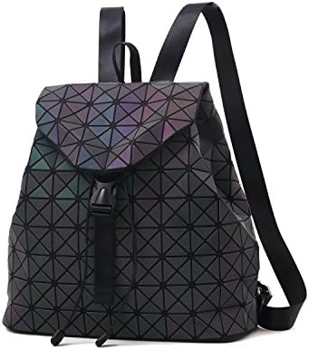 Geometric Luminous Backpack Rainbow Color Gradient Holographic Bag Travel Shoulder Bag