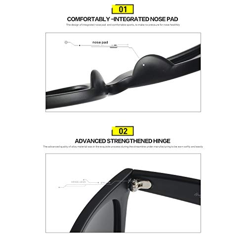 GREY JACK Classic Polarized Retro Square Horn Rimmed Design Sunglasses