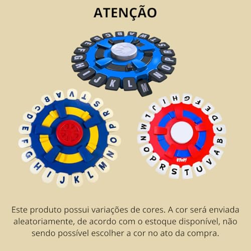 Jogo de Palavras Stop Original Grande em Portugues Roda de Letras - Jogo de Tabuleiro Divertido para Toda a Família Com Cronômetro e Roda Giratória Educativo (Modelo 1)