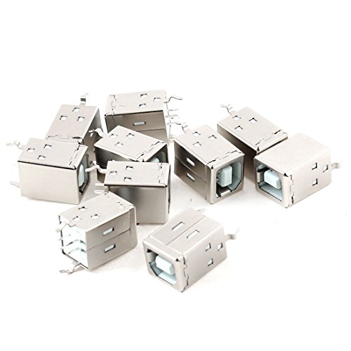 10pcs USB 2.0 Type B Socket Jack 4 Pins 180 Degree Female Connector