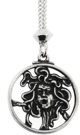 Handmade Versace Medusa II - Dark Moon Goddess Pewter Pendant ~ 18+4 inch extender Chain