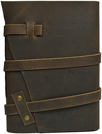 ALBORZ Handmade Hunter Leather Refillable Journal, Notebook, Planner, Perfect Gift for Sketchbook Size 7 Inches.