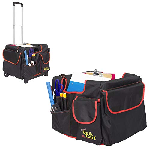 dbest-products-Quik-Cart-Pockets-Bundle-Caddy-Organizer-Teacher-Tote-Rolling-Crate-Mobile-Tool-Storage-Fabric-Cover-Bag-Black