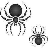 2 Spider Stencil - (size 3.25”w x 3.25”h) Reusable Wall Stencils for Painting - Best Quality Halloween ideas - Use on Walls, Floors, Fabrics, Glass, Wood and More…