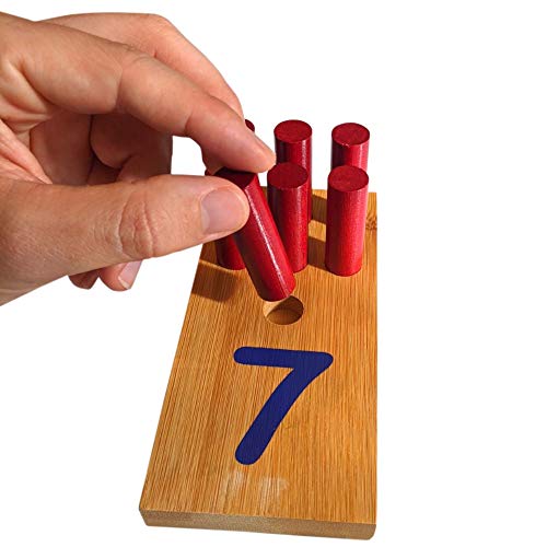 Study Spark Wooden Number Peg Boards with 30 Pegs Includes Bamboo Boards 110 with 0 on The